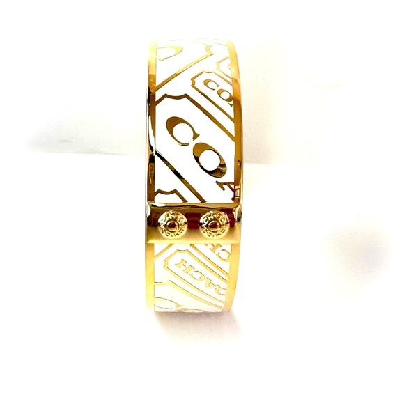 COACH Polished Gold & White Enamel Bangle Bracelet NEW - Picture 7 of 9